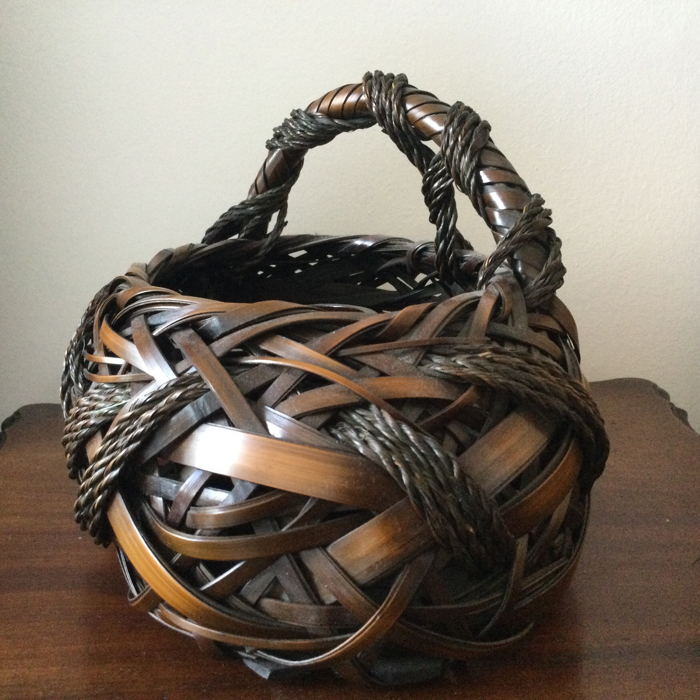 Japanese Vintage Handwoven Basket Hanakago Etsy