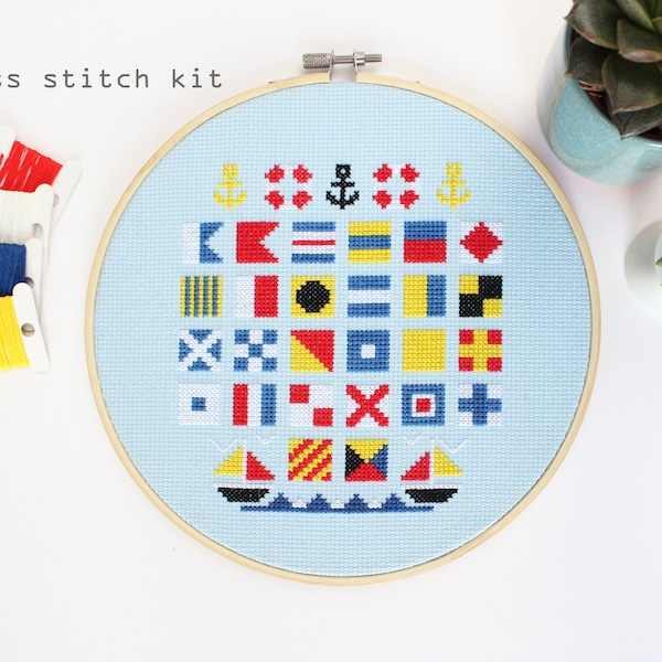 Sailors Alphabet - Modern DIY Cross stitch kit - Beginners cross stitch kit