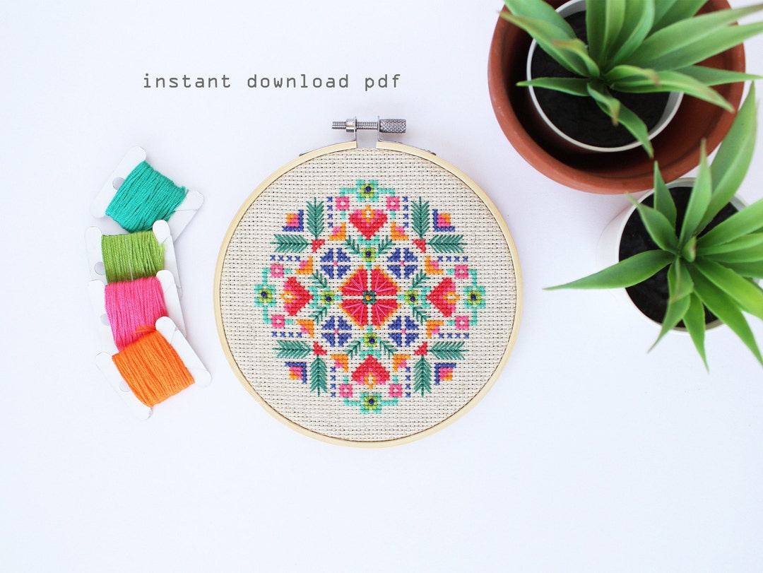 Scandinavian Meadow - Modern Cross Stitch Pattern - Instant