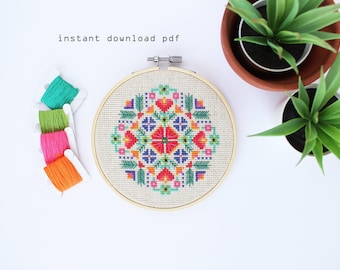 Scandinavian Meadow - modern cross stitch pattern - instant download pattern