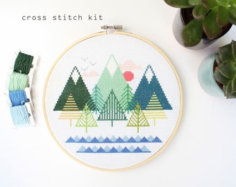 Sea To Sky - Modern Counted Cross stitch kit - Easy DIY cross stitch kit