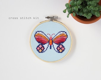 Butterfly - Modern Cross Stitch Kit - DIY Cross Stitch Kit