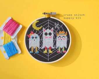 Ghost Party - Supply only kit - modern cross stitch