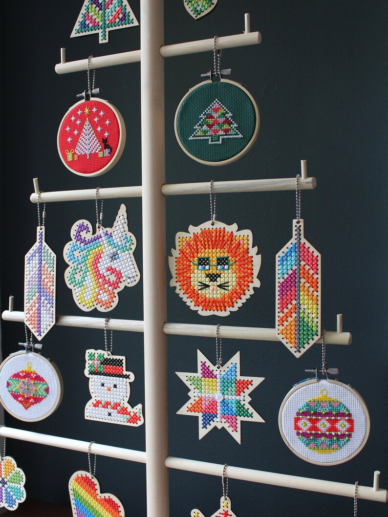 Cross stitch kit with wood shape Kids cross stitch kit Leo Lion