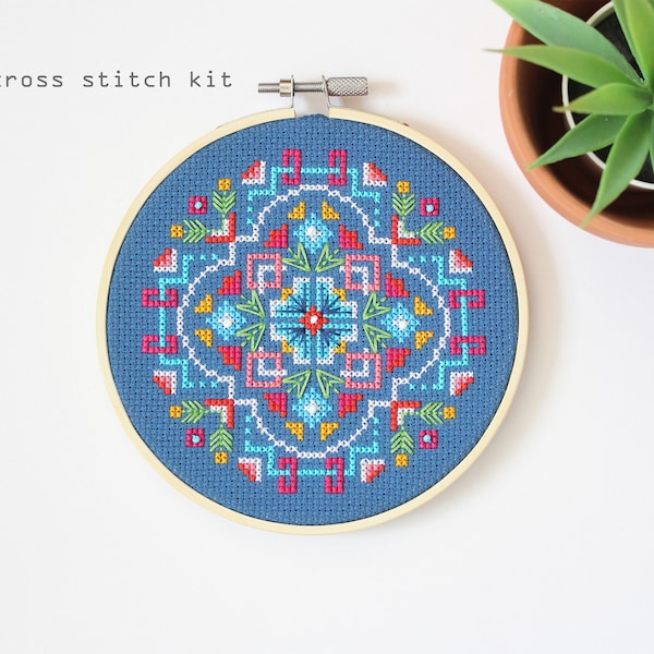 Twilight Garden - modern DIY cross stitch kit - beginners cross stitch kit