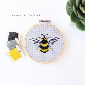 Bumblebee - Modern Cross Stitch Kit - DIY Cross Stitch Kit