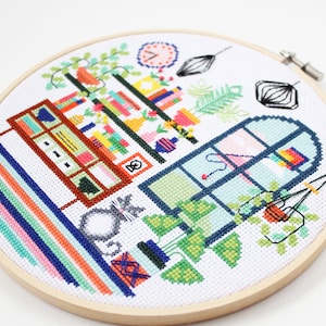 Lunas Living Room Modern Counted Cross stitch kit Easy DIY cross stitch kit image 3