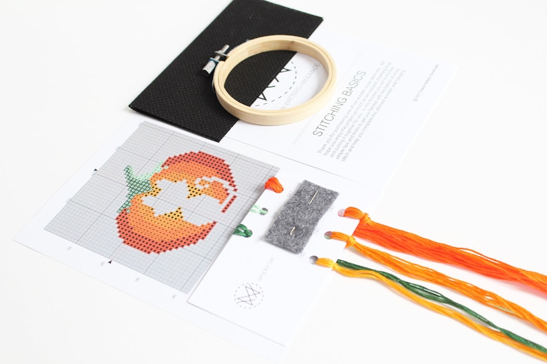 Spooky Cat Modern DIY cross stitch kit Beginners cross Etsy