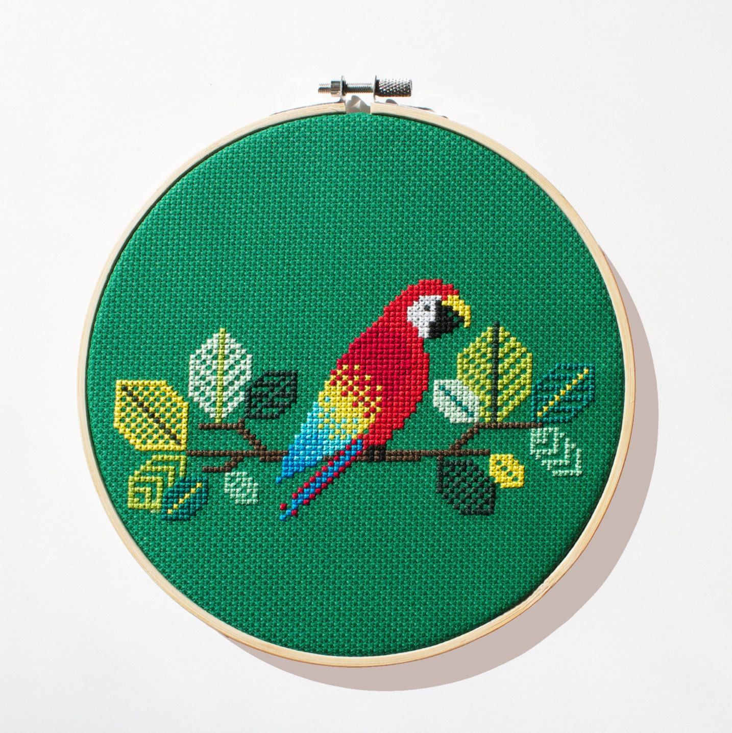 Red Parrot Modern Counted Cross Stitch Kit DIY Cross | Etsy