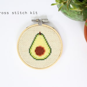 Avocado Modern cross stitch kit Beginners cross stitch kit image 1