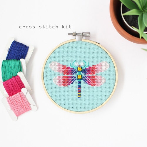 Red Parrot Modern Counted Cross Stitch Kit DIY Cross Etsy