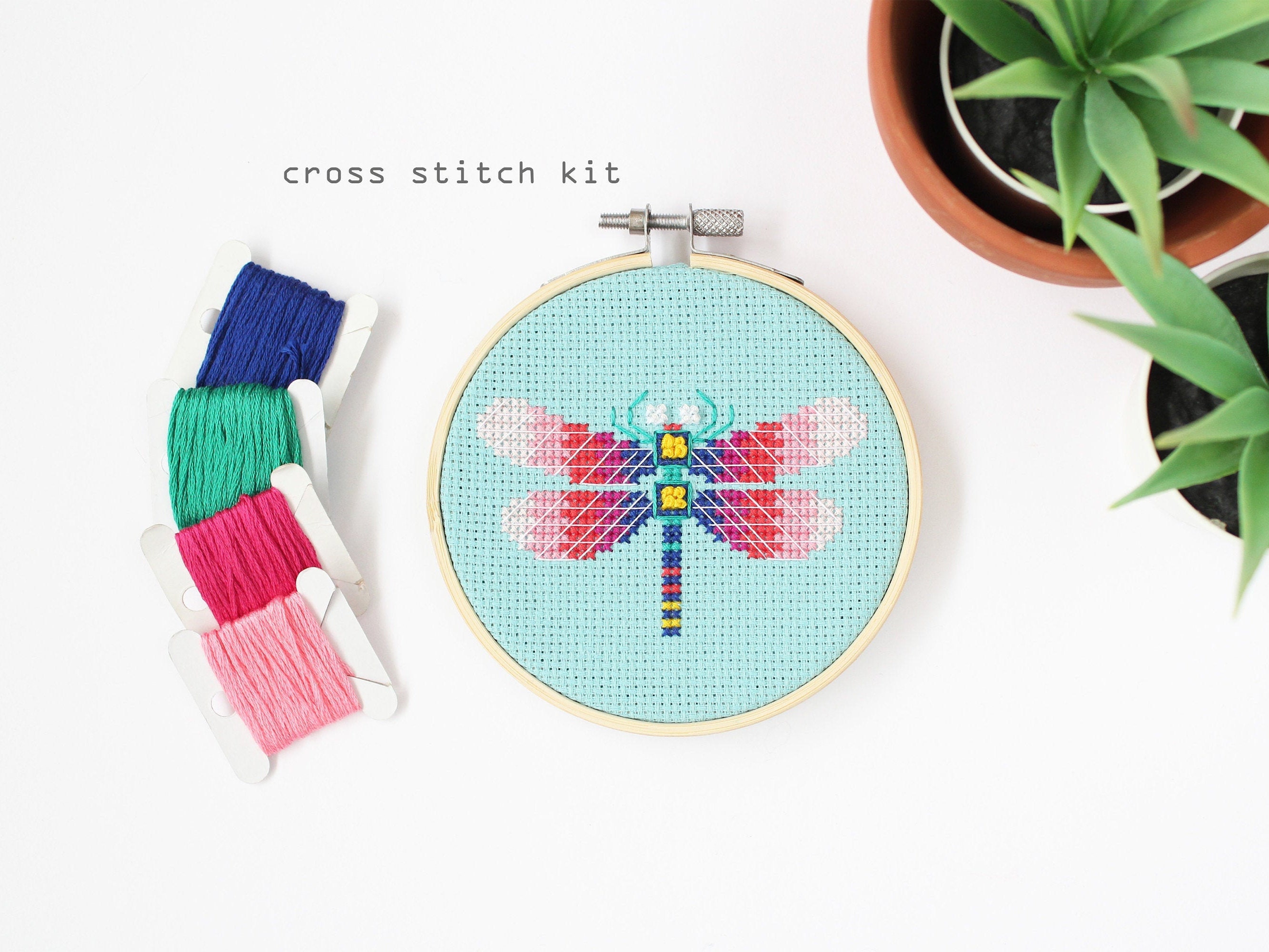 Dragonfly Modern Counted Cross Stitch Kit DIY Cross Stitch Etsy