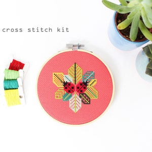 Little Ladybugs - Modern Counted Cross Stitch Kit - Easy DIY Cross Stitch Kit
