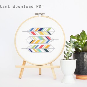 Geometric Feathers - Modern counted  cross stitch pattern - Instant download PDF