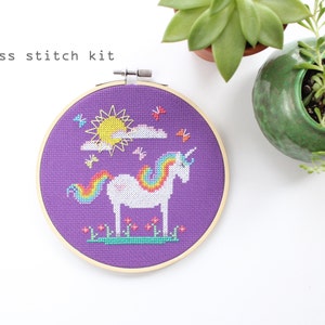 Sunshine Unicorn - Modern counted cross stitch kit - Beginners cross stitch kit