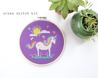 Sunshine Unicorn - Modern counted cross stitch kit - Beginners cross stitch kit