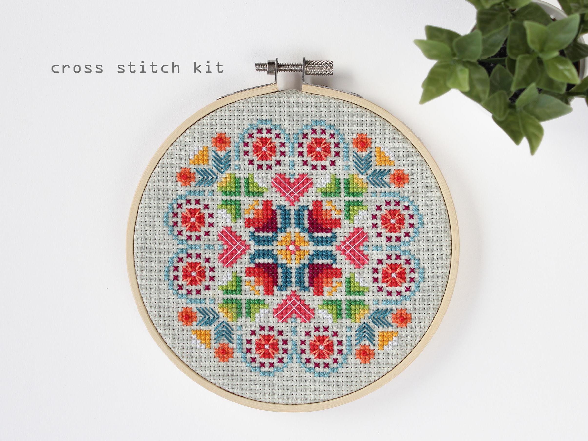 Hummingbird Paradise - modern DIY cross stitch kit - beginners cross stitch kit