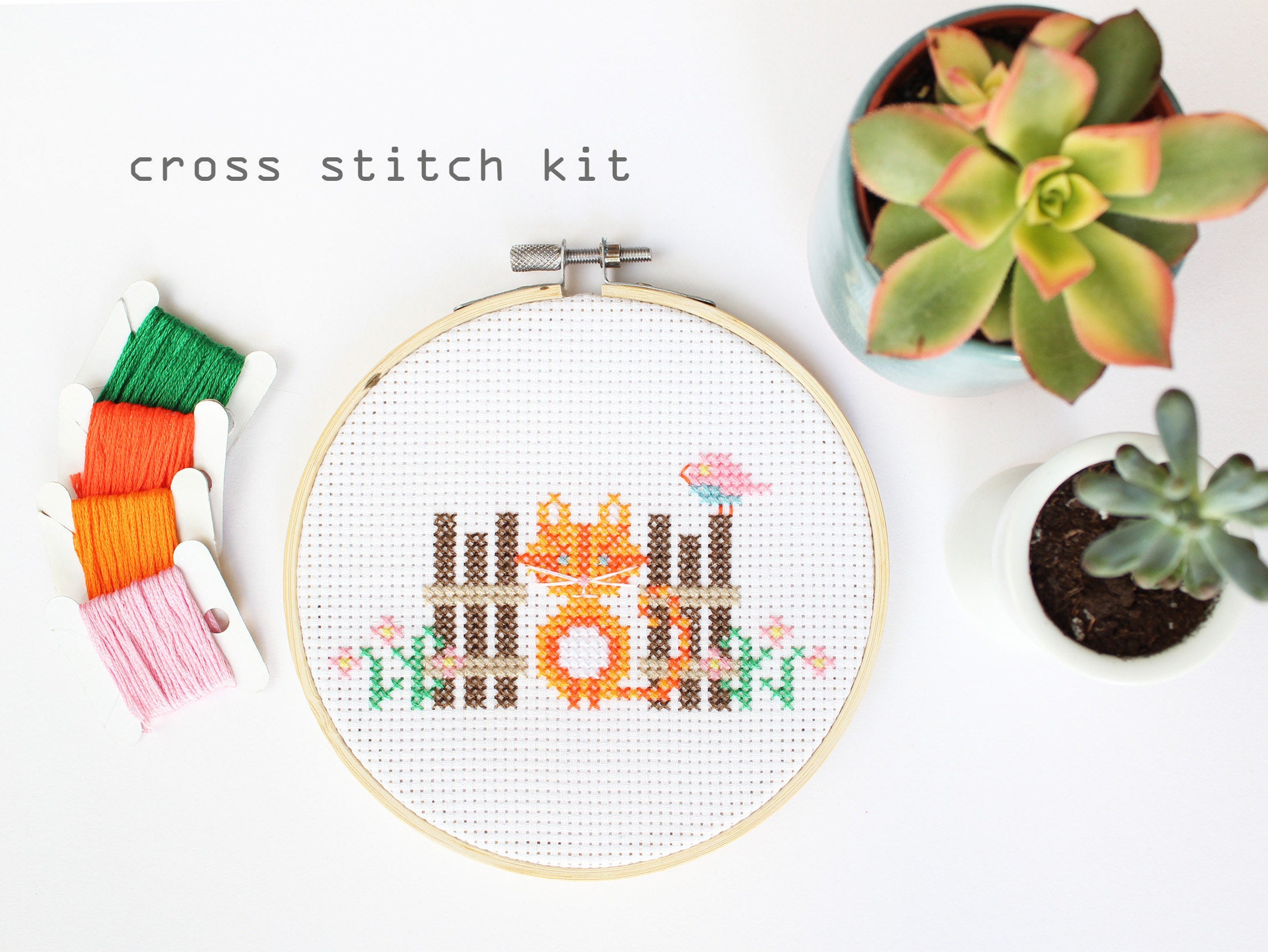 Mini Bunny Modern Kids Counted Cross Stitch Kit Easy Beginner Level Cross  Stitch Kit 