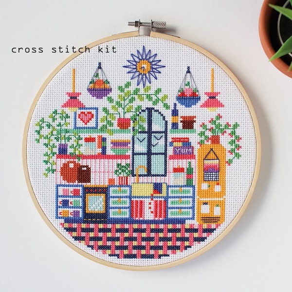 Kiki's Kitchen - Modern Counted Cross stitch kit - Easy DIY cross stitch kit