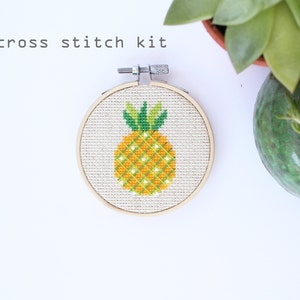Pineapple - modern cross stitch kit - beginners cross stitch kit
