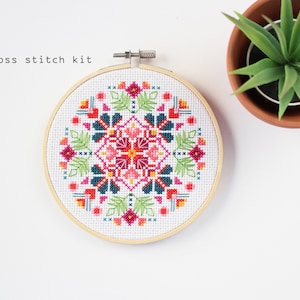 Midnight Marigolds - modern DIY cross stitch kit - beginners cross stitch kit