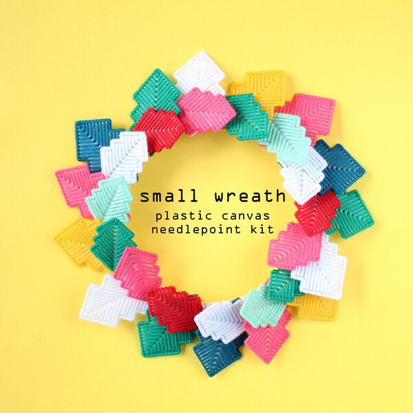 Small Wreath - Plastic canvas needlepoint kit - beginner kit