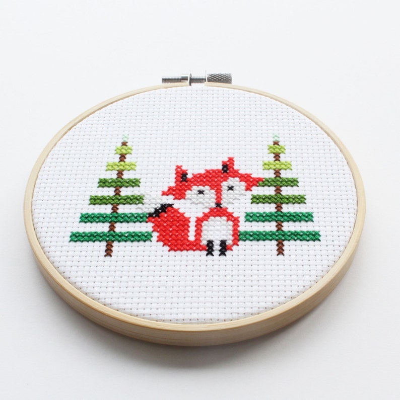 Mini Fox Modern Counted Cross Stitch Kit Kids Counted Cross Etsy Canada