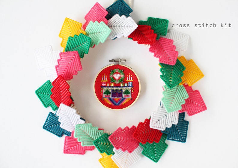 Holiday Hearth Holiday Ornament Kit easy DIY cross stitch kit image 1