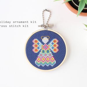 Angel - holiday ornament cross stitch kit - beginner cross stitch kit- easy DIY cross stitch