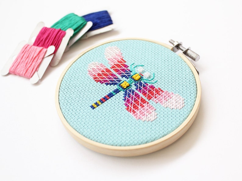 Dragonfly Modern Counted Cross Stitch Kit DIY Cross Stitch Etsy
