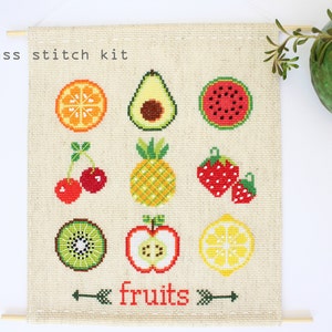 Fruit Sampler - Modern Cross Stitch Kit - DIY cross stitch kit