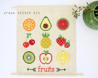 Fruit Sampler - Modern Cross Stitch Kit - DIY cross stitch kit