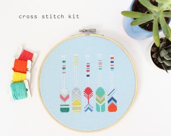 Summer Oars - Modern Counted Cross Stitch Kit - Easy DIY Cross Stitch Kit