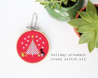 Starry Night - Holiday Ornament Kit - easy DIY cross stitch kit