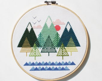 Sea to Sky - Modern counted cross stitch pattern - Instant Download PDF