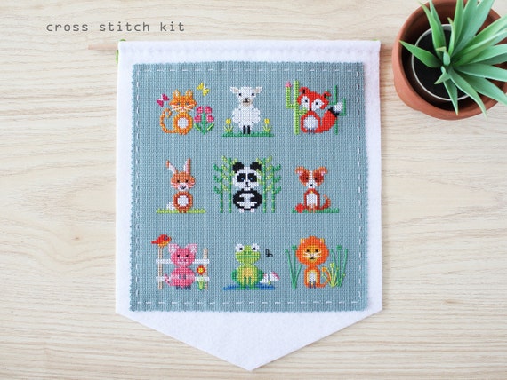 Animal Sampler Modern Cross Stitch Kit DIY Cross Stitch Kit 