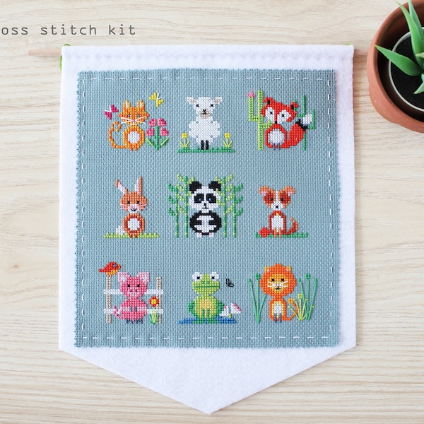 Animal  Sampler - Modern Cross Stitch Kit - DIY cross stitch kit