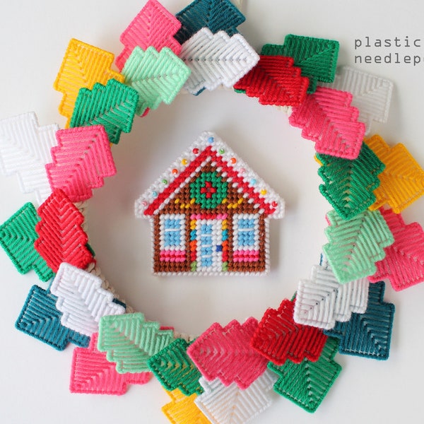 Gingerbread House - Easy DIY plastic canvas needlepoint kit