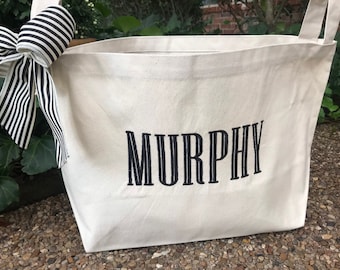 Personalized Modern Farmhouse Large Canvas Basket