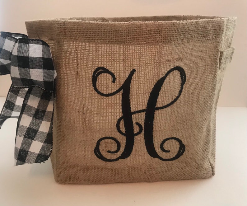 Burlap Basket, Monogram Burlap Gift Basket, Personalized Basket image 3