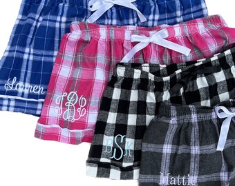 Monogrammed PJ Shorts, Flannel PJ Shorts, Plaid PJ Shorts