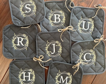 Personalized Pot Holders, Farmhouse Kitchen Pot Holder or Trivet