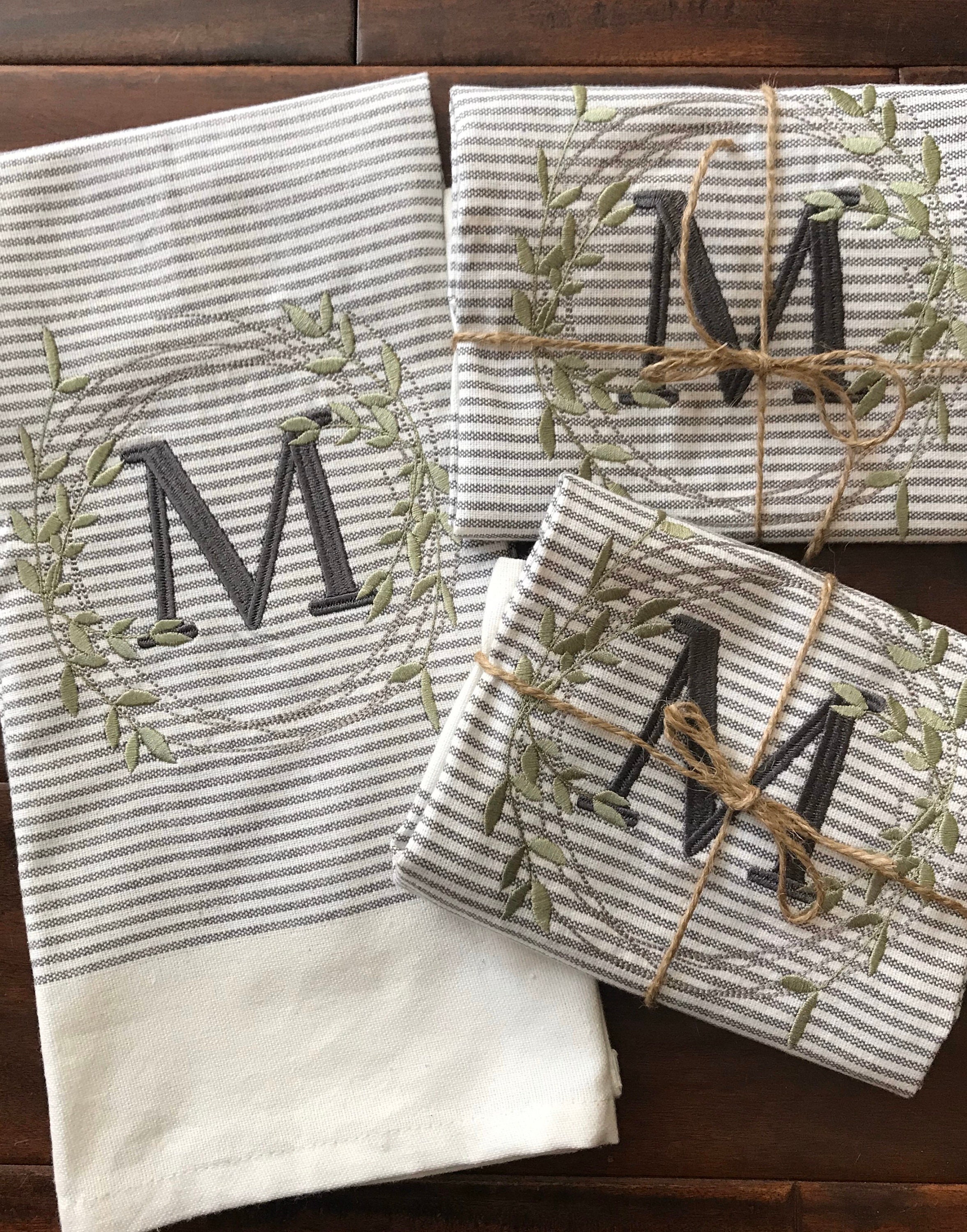 Farmhouse Kitchen Towel, Monogram Towel, Personalized towel