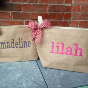 Personalized Large Burlap  Basket
