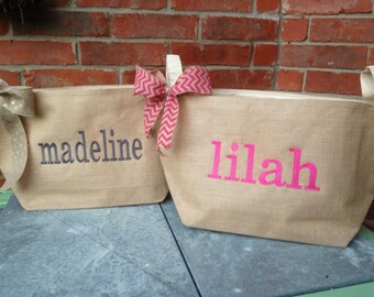 Personalized Large Burlap  Basket