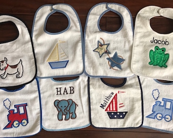 Personalized Baby Bib, Monogram Bib, Baby Bib Sets, Applique
