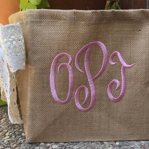 Burlap Basket, Monogram Burlap Gift Basket, Personalized Basket image 9