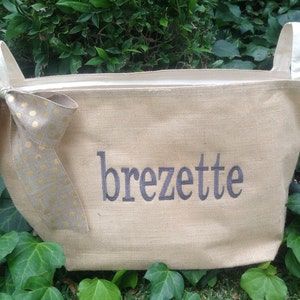 Personalized Large Burlap  Basket