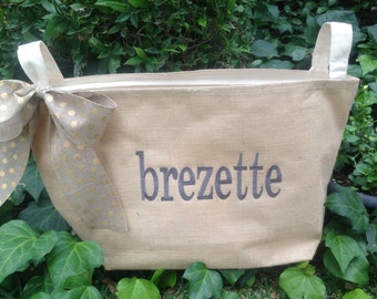 Personalized Large Burlap  Basket