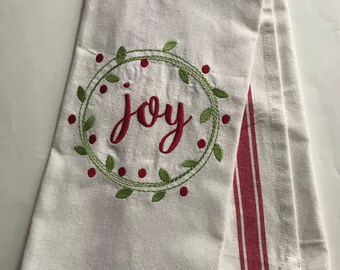 Christmas Kitchen Towel, Monogram Farmhouse Towel, Personalized Towel